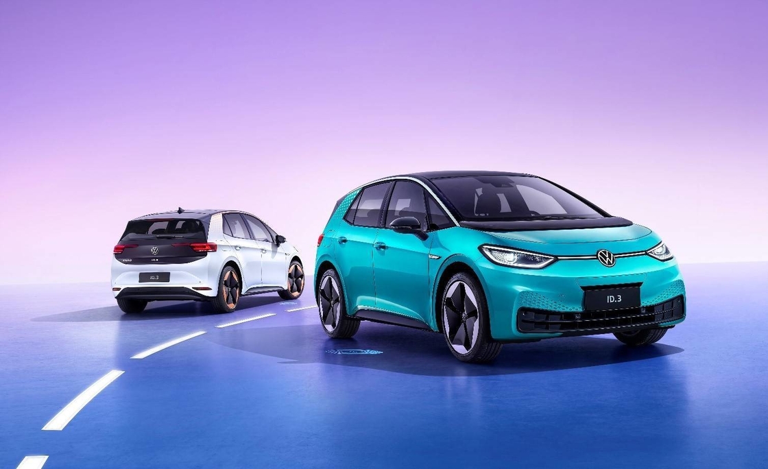 300 mijl bereik Volkswagen elektrische auto 160km/h 5 zitplaatsen VW ID3 elektrische auto